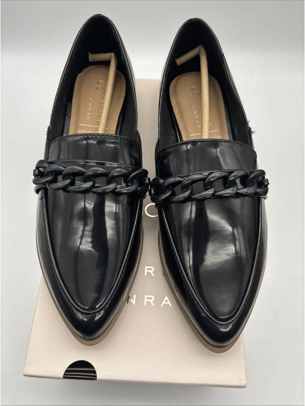 NWT Lauren Conrad Demll Women’s Black Memory Foam Shiny, Pointed Loafer Size 9 M